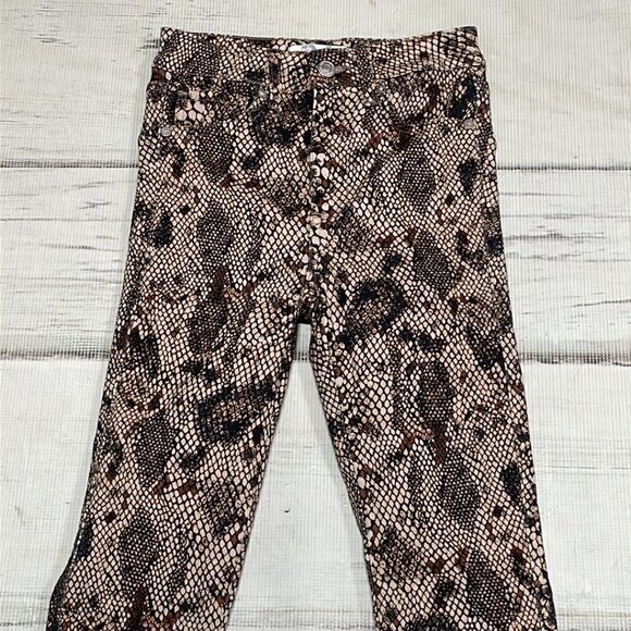 Free People We The Free Jeans NWT Two Faced Snake Skin Pockets Brown Size 24 - Picture 4 of 13